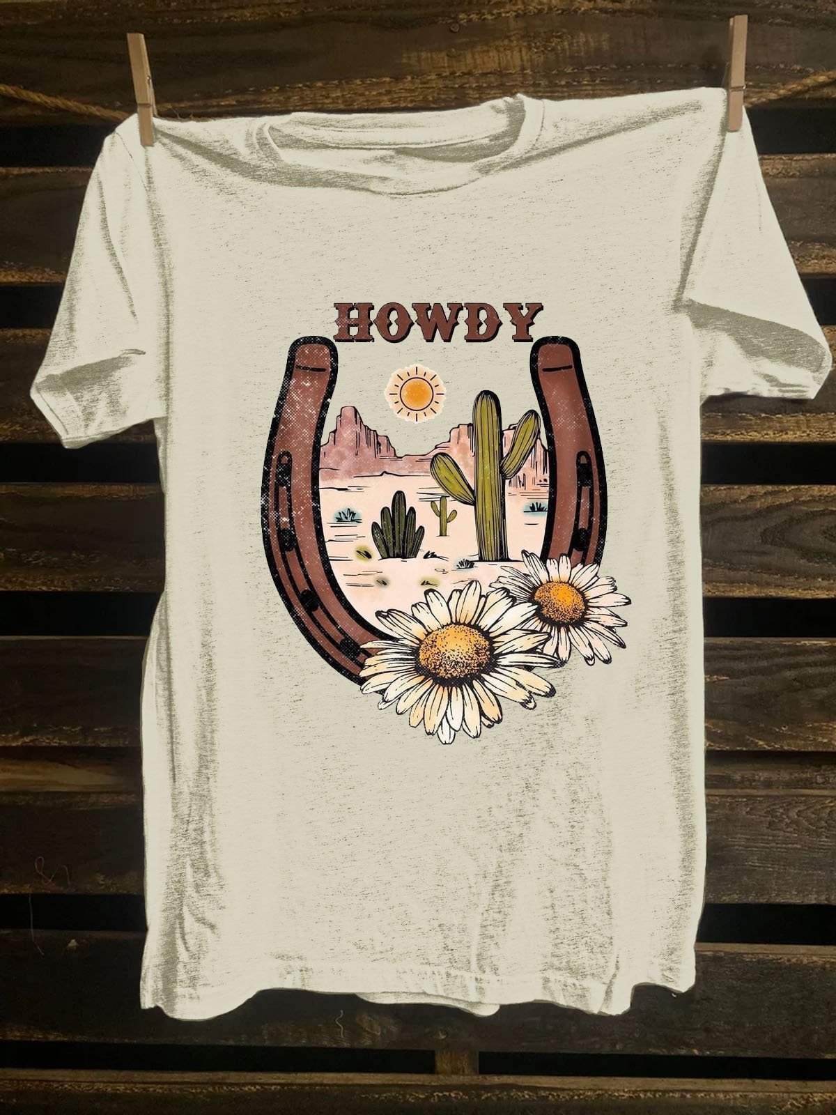Western Style Cotton-Blend Sun T-Shirt