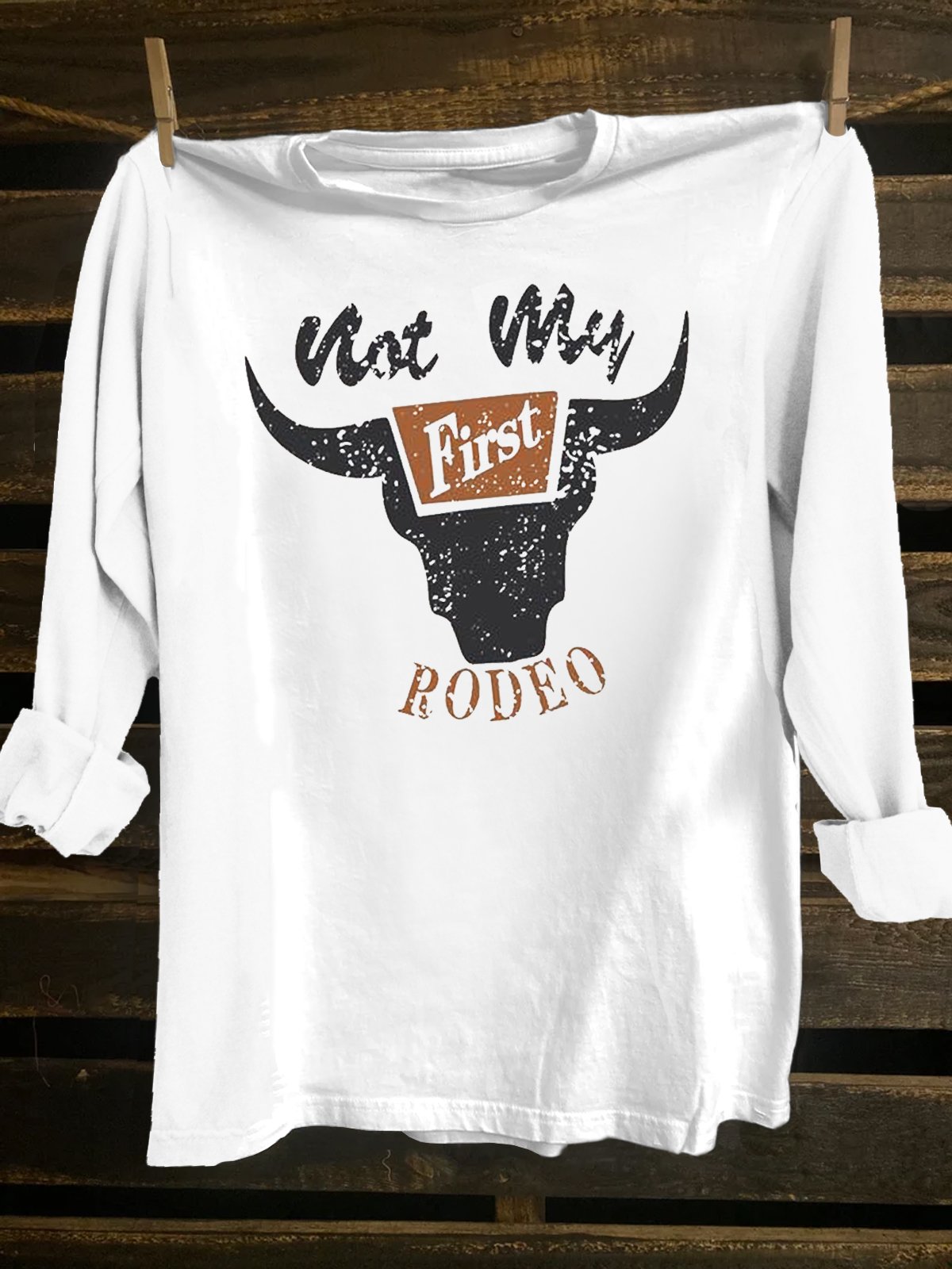 Cotton-Blend Loose Western Style Crew Neck T-Shirt