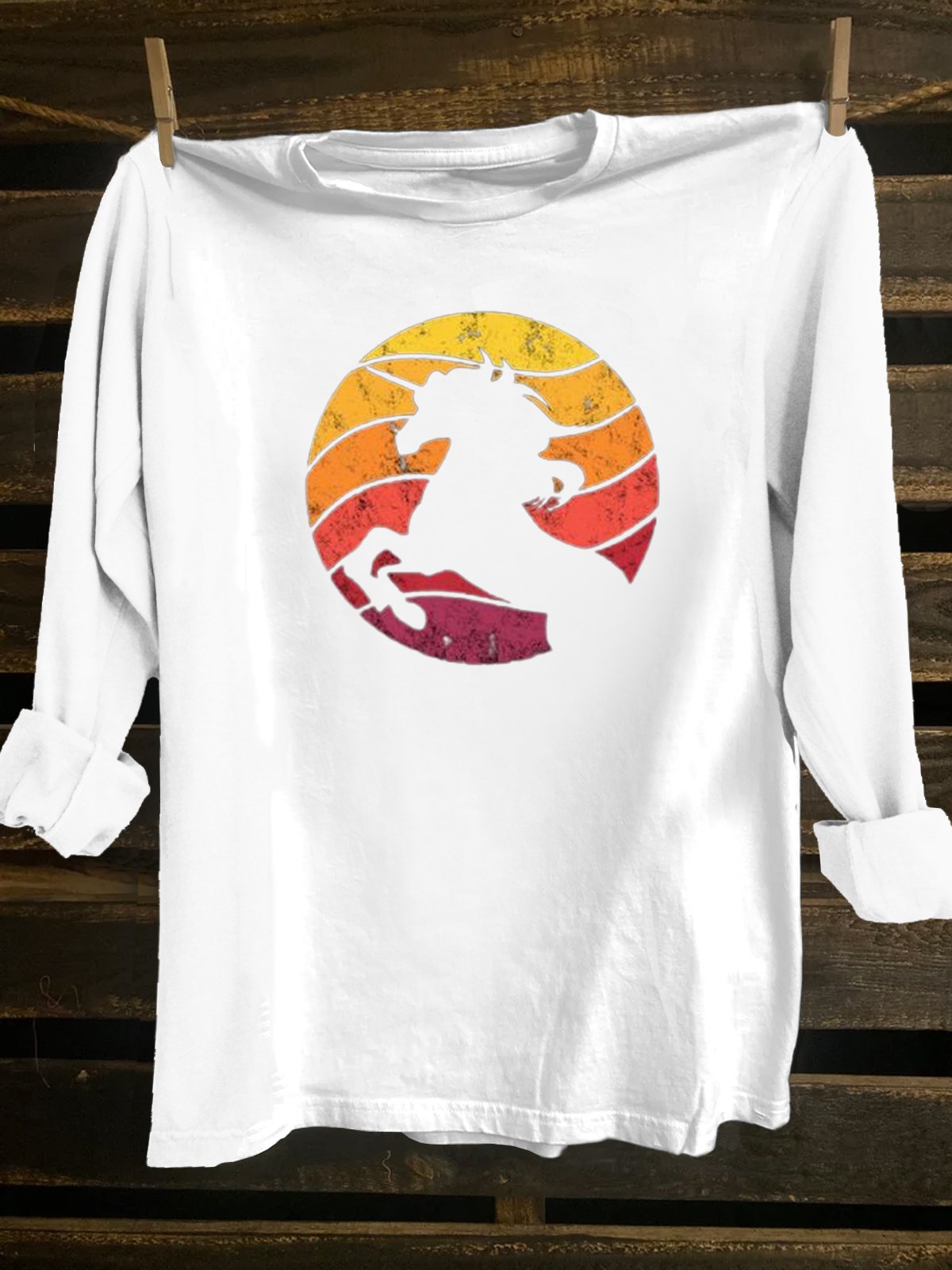Western Style Loose Cotton-Blend Horse T-Shirt