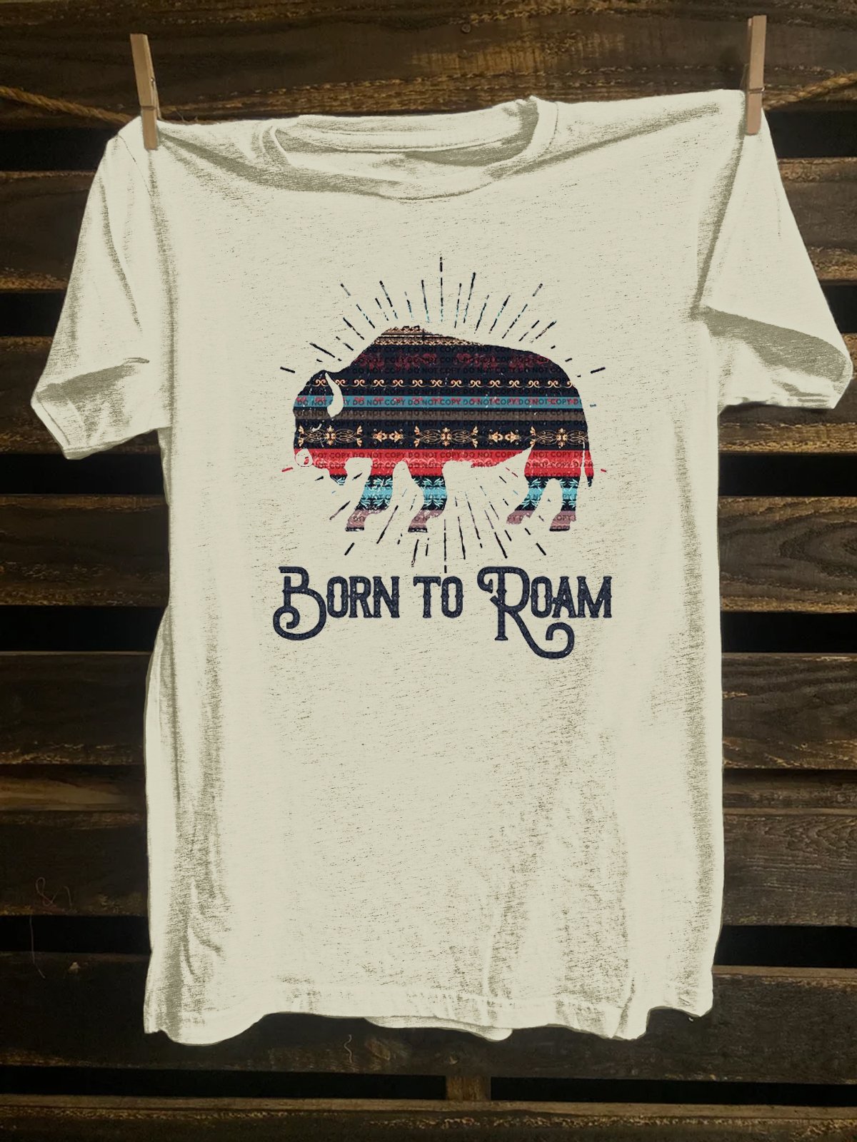 Crew Neck Cotton-Blend Western Style T-Shirt