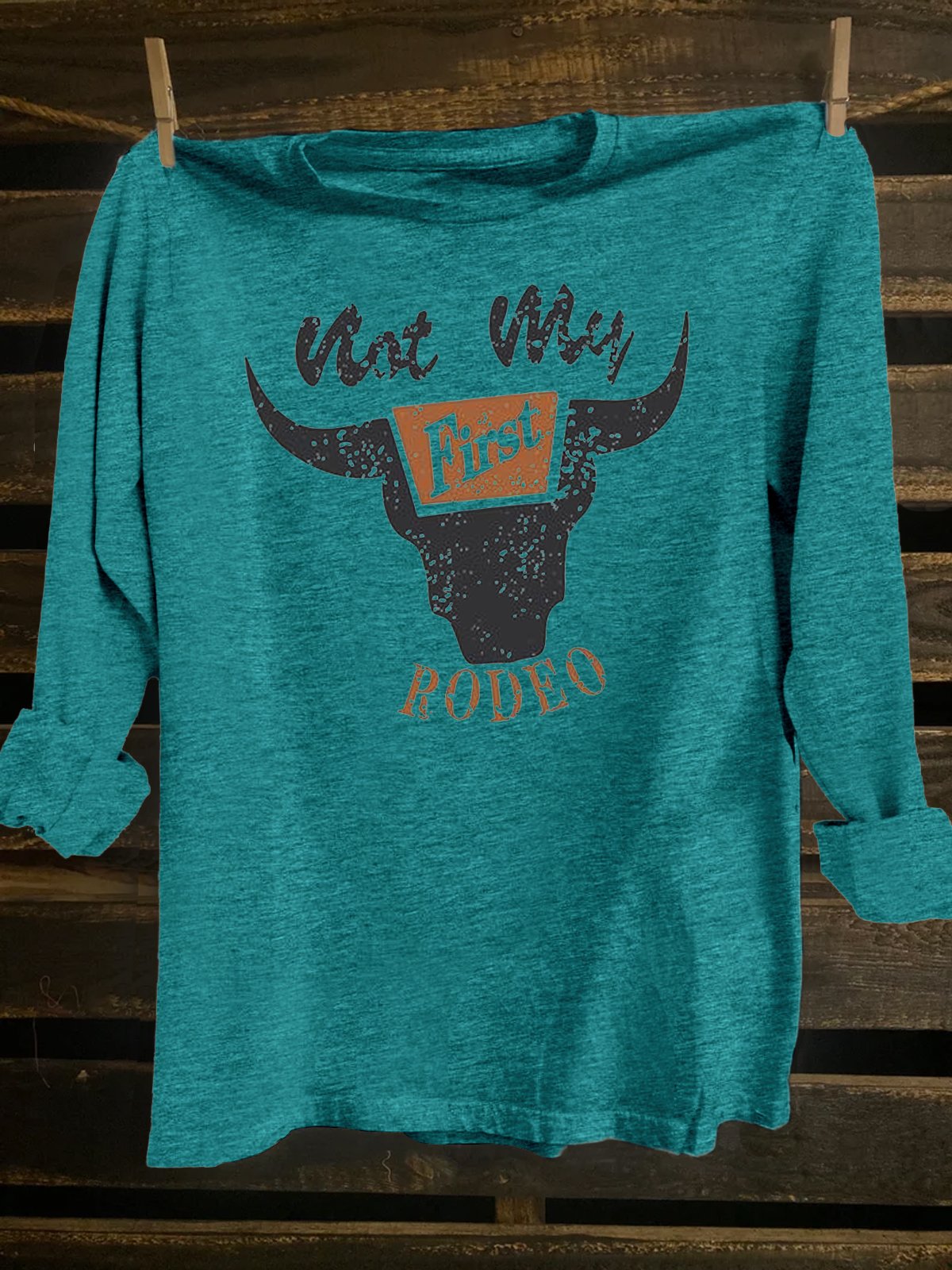 Cotton-Blend Loose Western Style Crew Neck T-Shirt