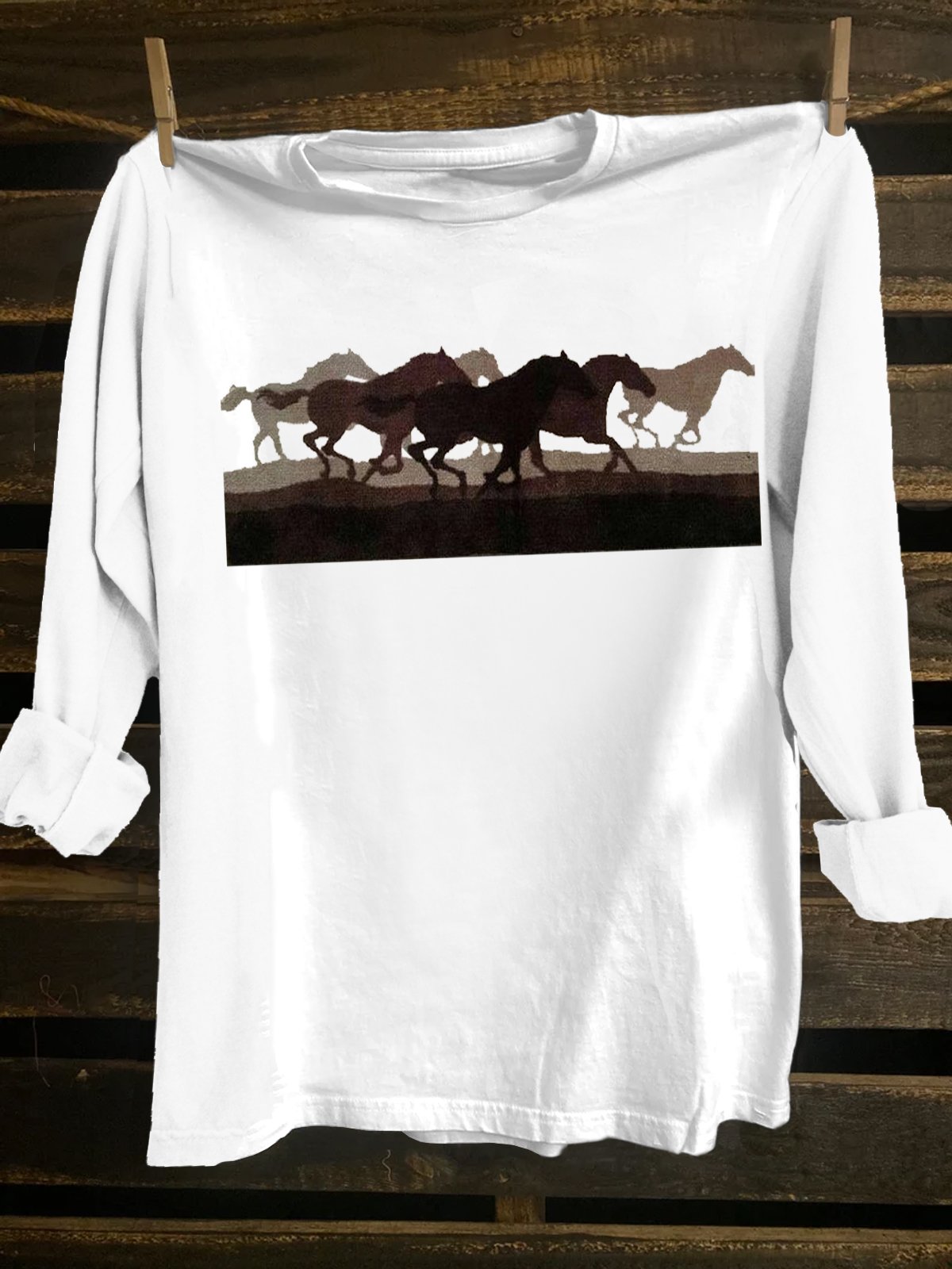 Crew Neck Western Style Horse T-Shirt