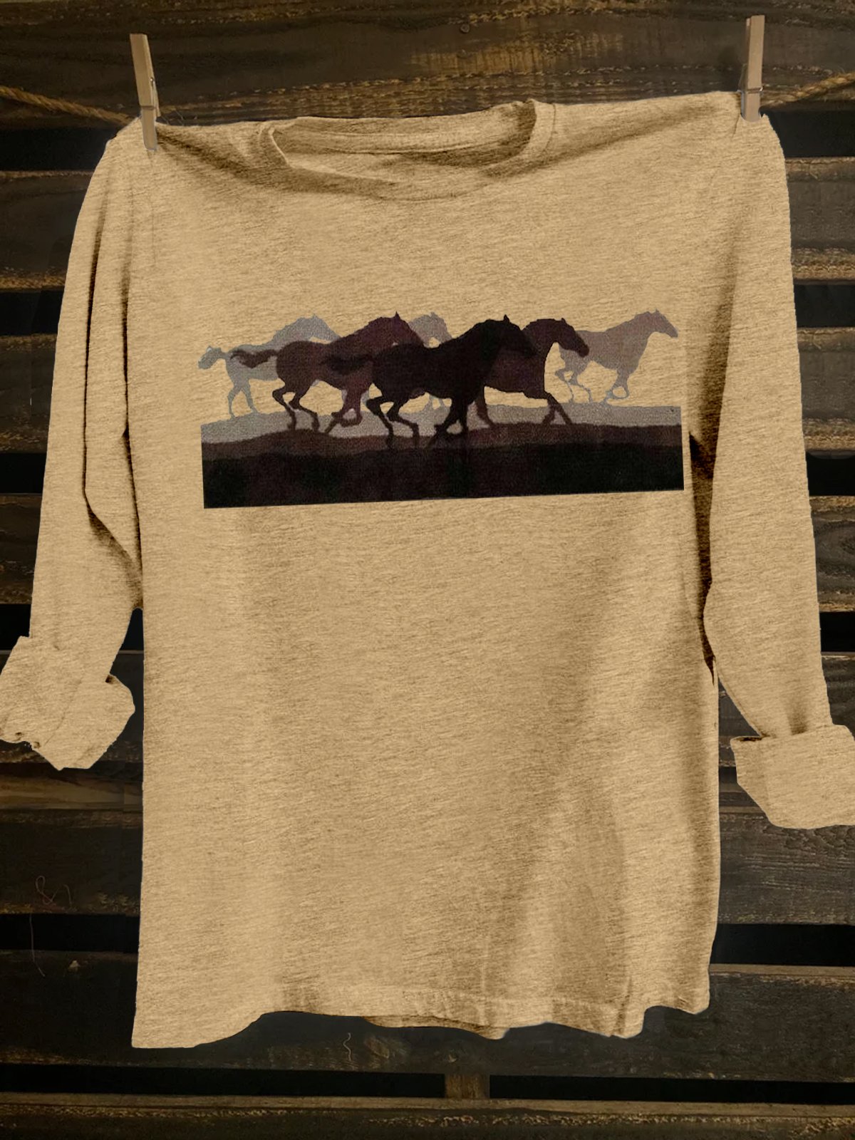 Crew Neck Western Style Horse T-Shirt