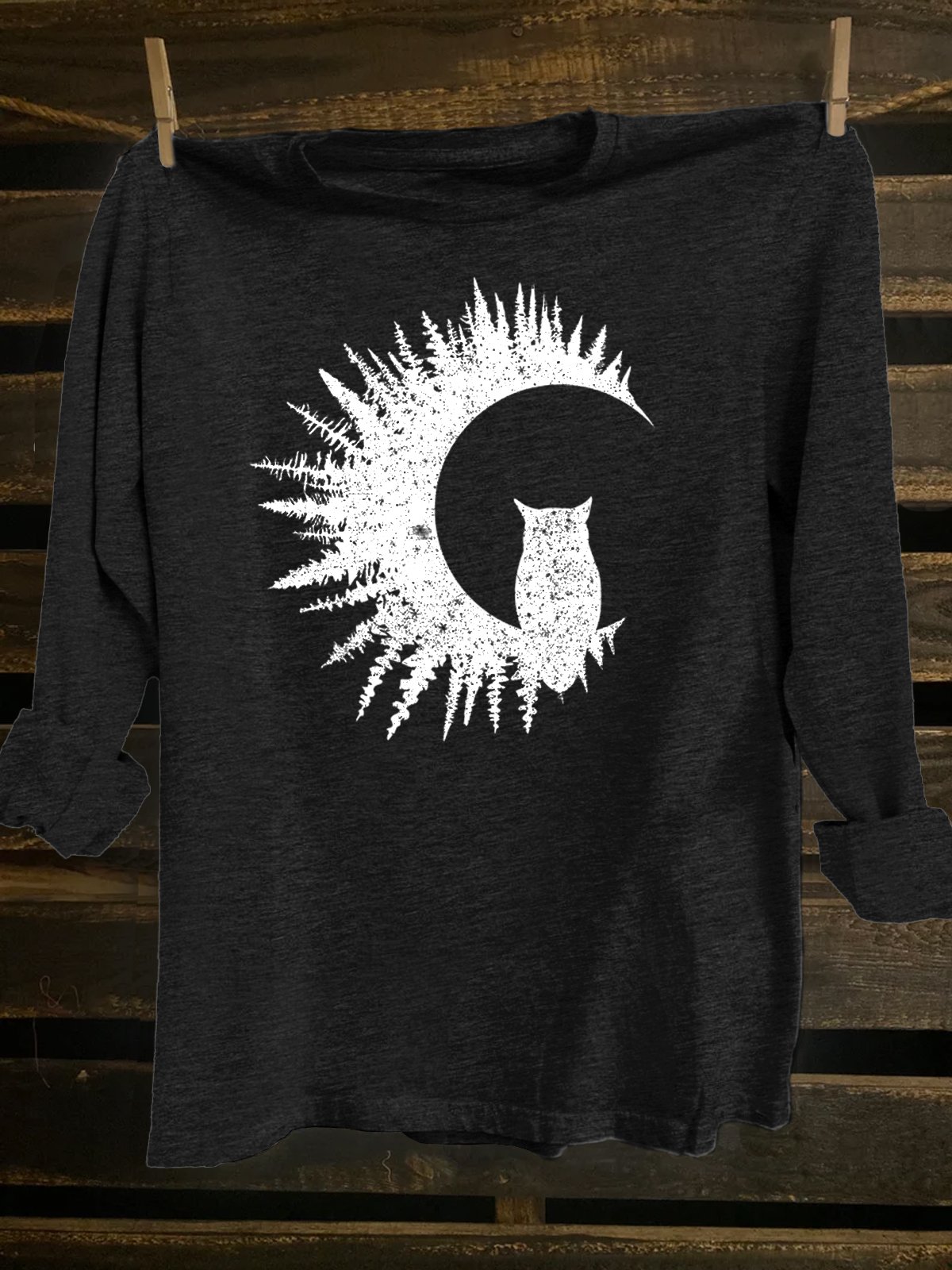 Cotton-Blend Western Style Crew Neck Cat T-Shirt
