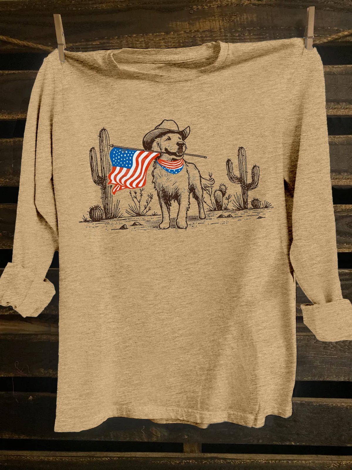 Dog Crew Neck Western Style T-Shirt