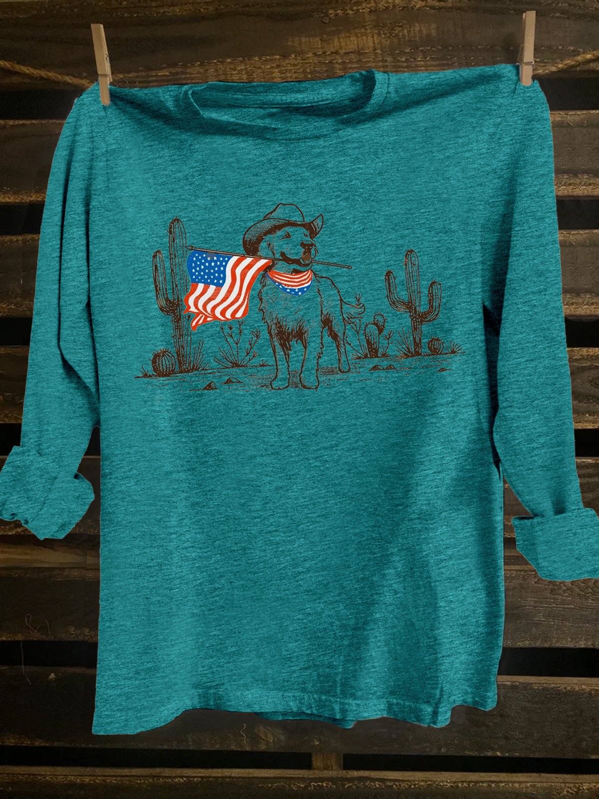 Dog Crew Neck Western Style T-Shirt