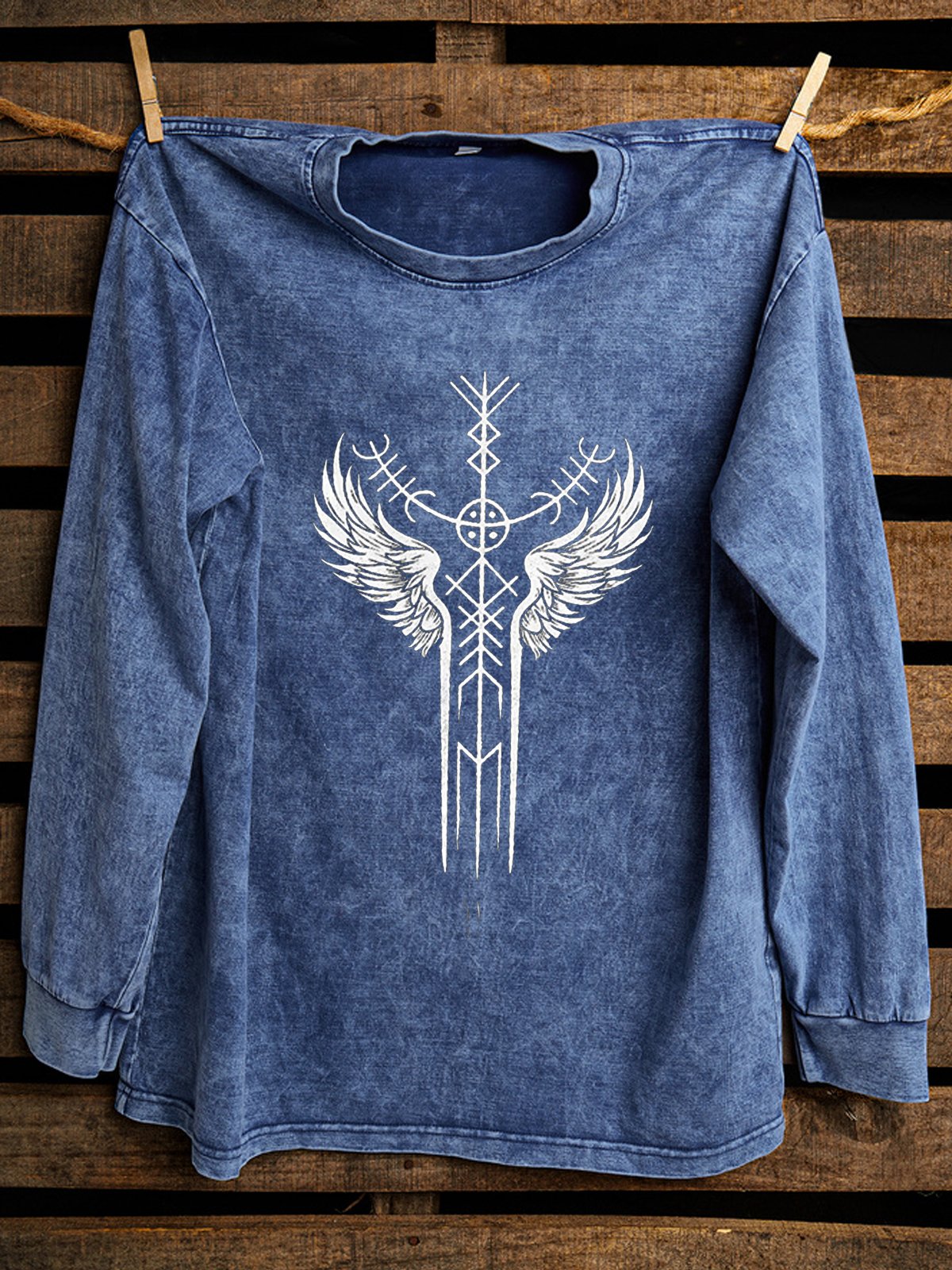 Western Style Crew Neck Abstract Cotton Sweatshirt