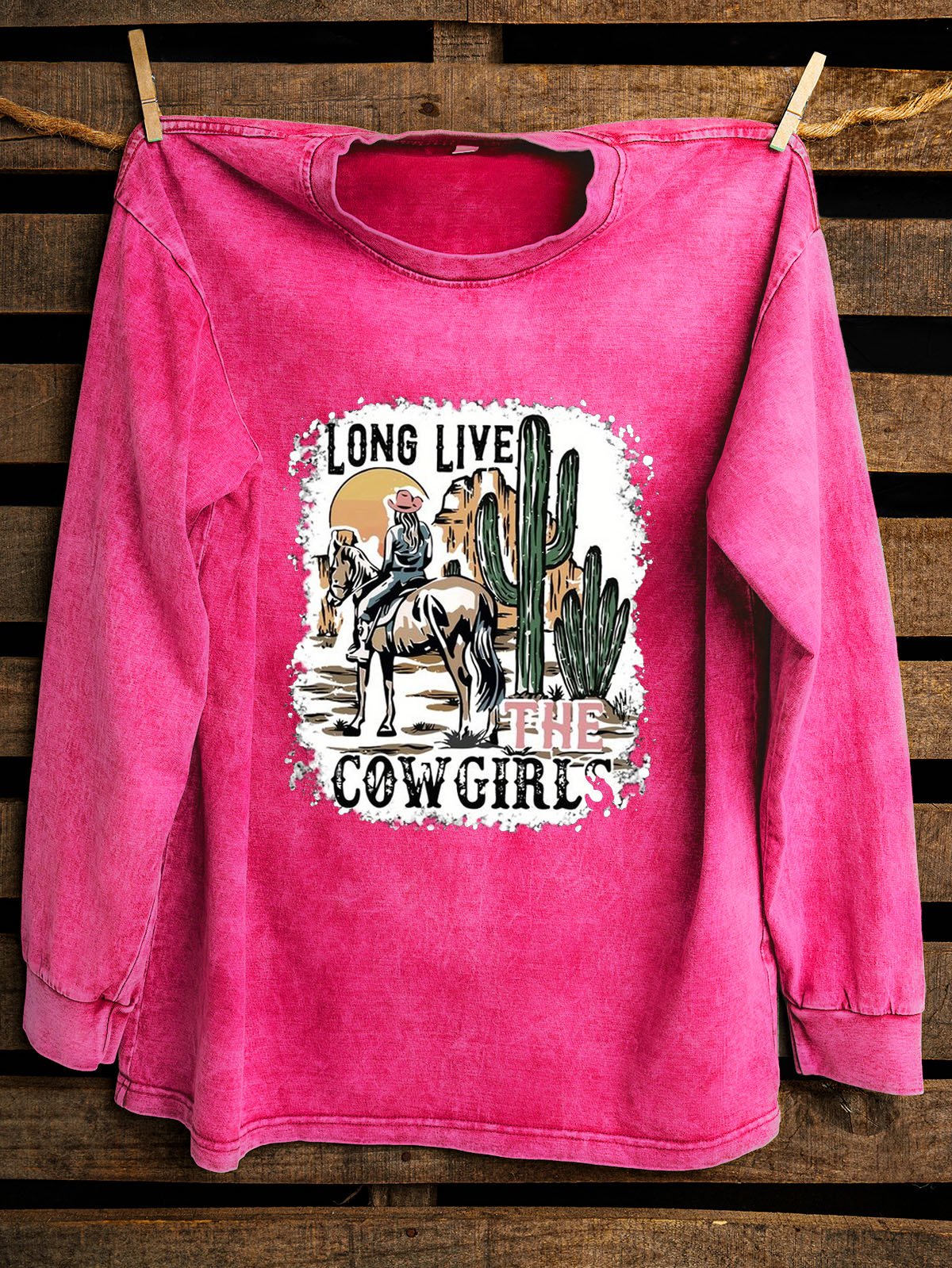 Crew Neck Landscape Print Western Style Sweatshirt