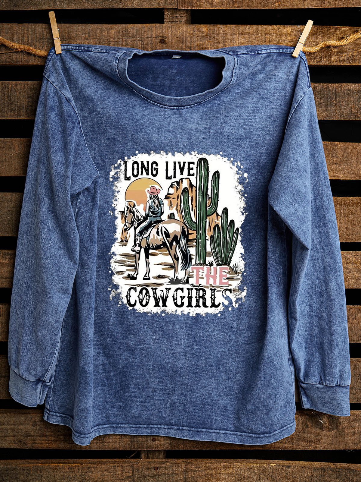 Crew Neck Landscape Print Western Style Sweatshirt