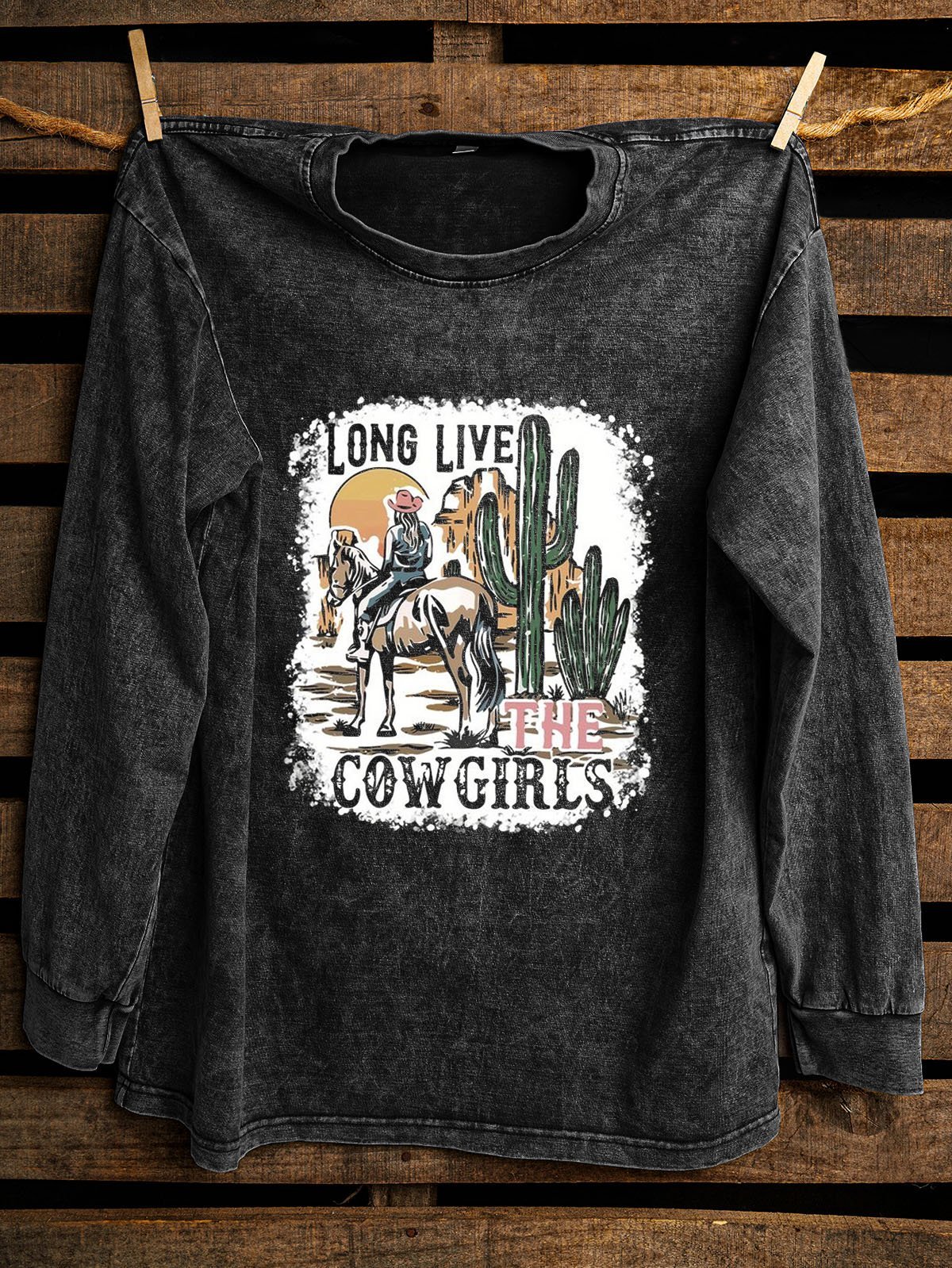 Crew Neck Landscape Print Western Style Sweatshirt