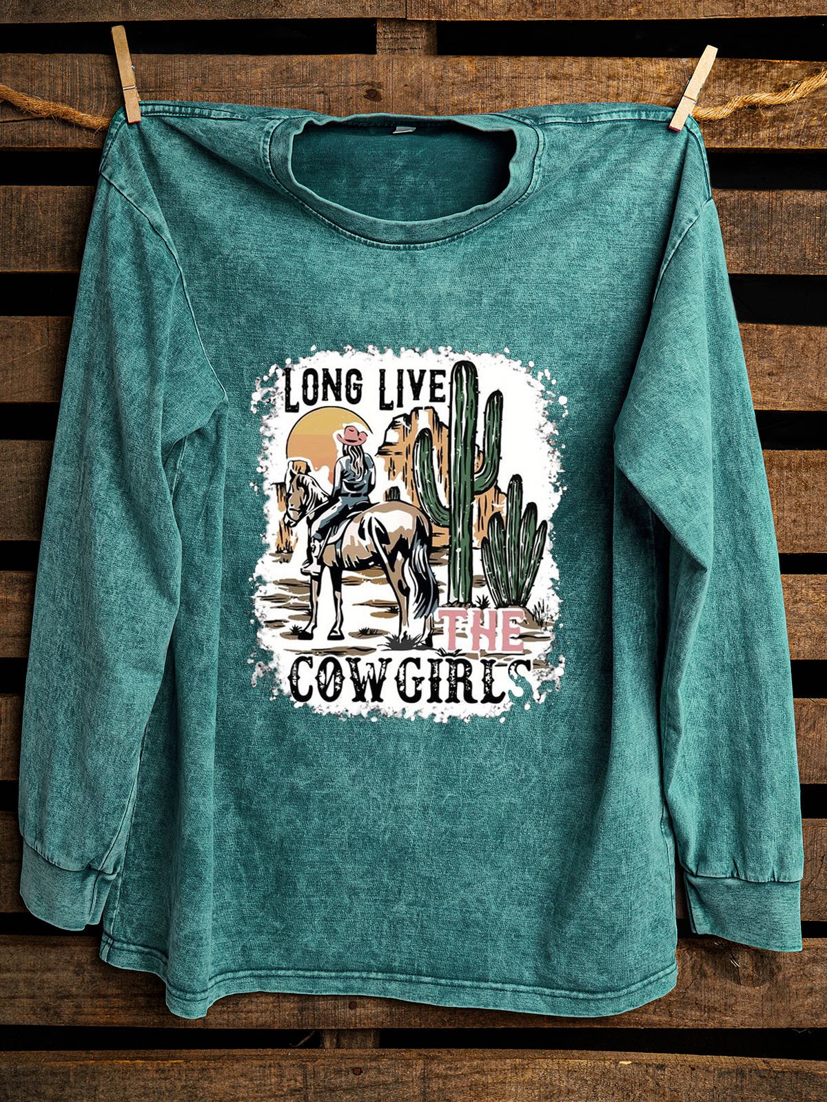 Crew Neck Landscape Print Western Style Sweatshirt