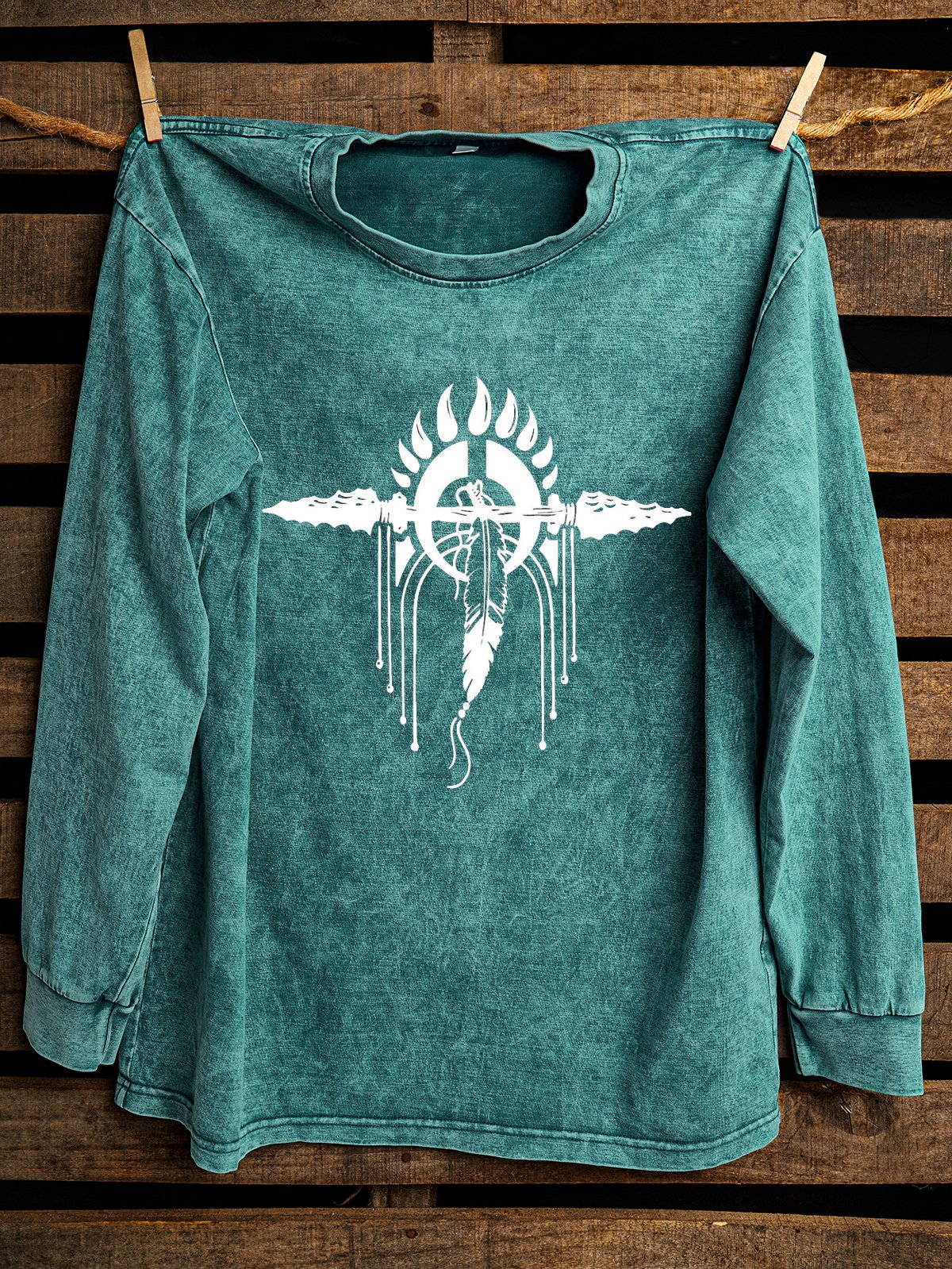 Western Style Cotton Ethnic Distressing Sweatshirt