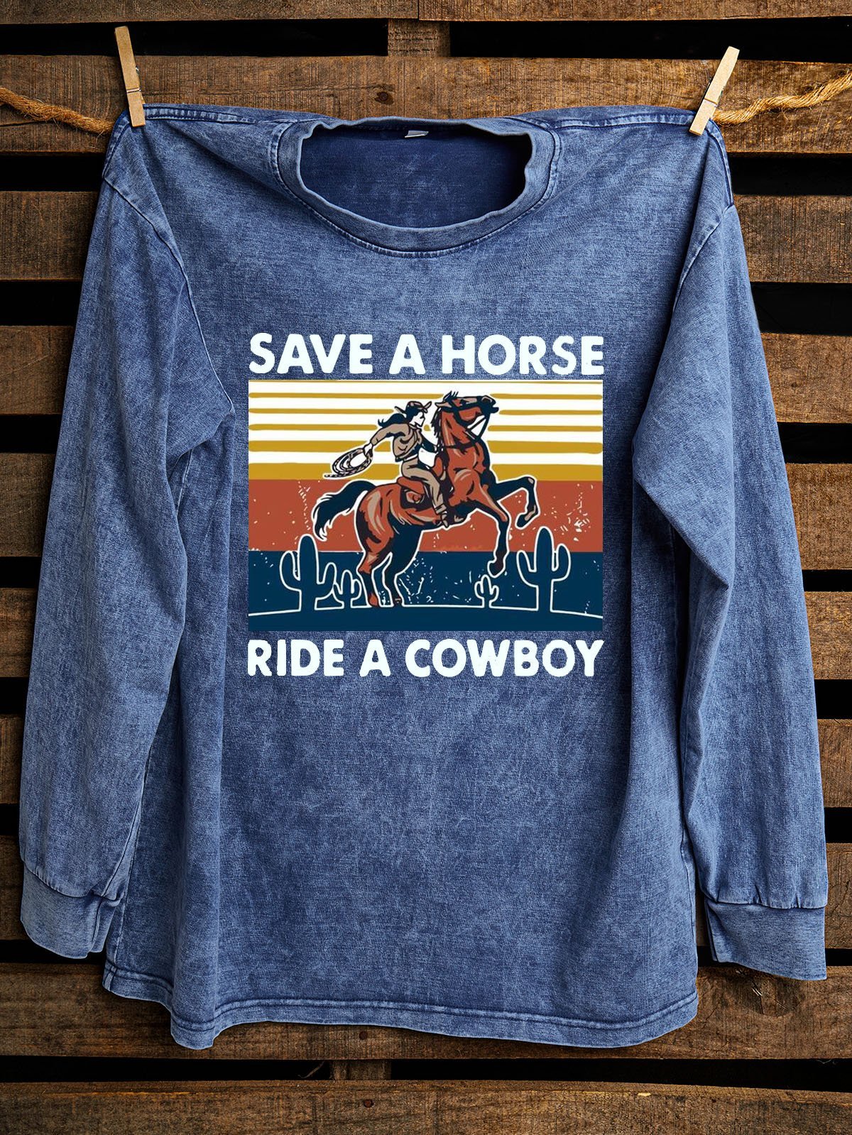 Text Letters Western Style Distressing Sweatshirt