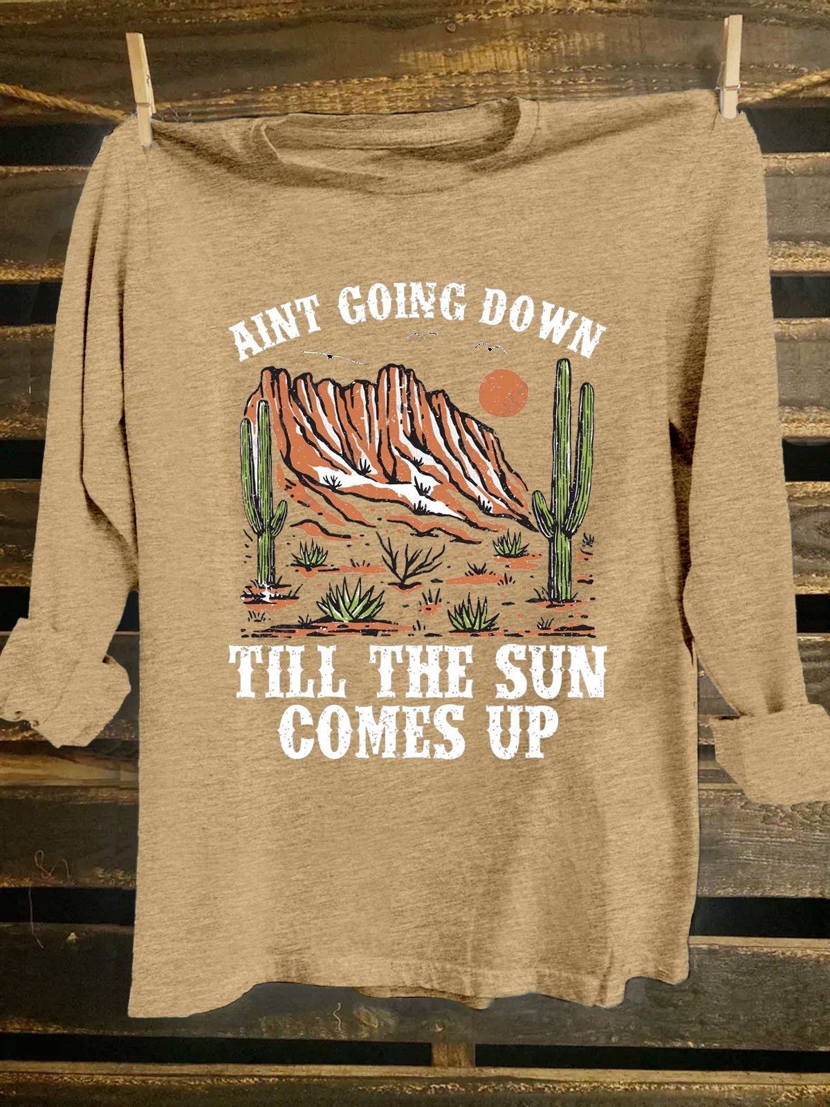 Cotton-Blend Cactus Western Style T-Shirt