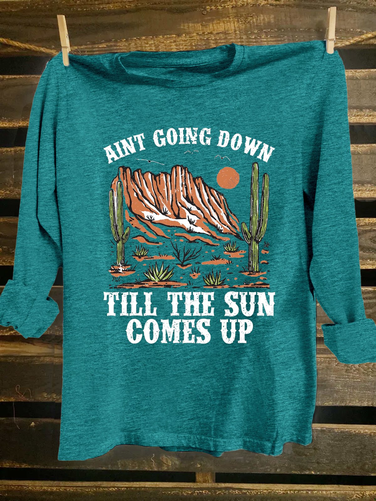 Cotton-Blend Cactus Western Style T-Shirt