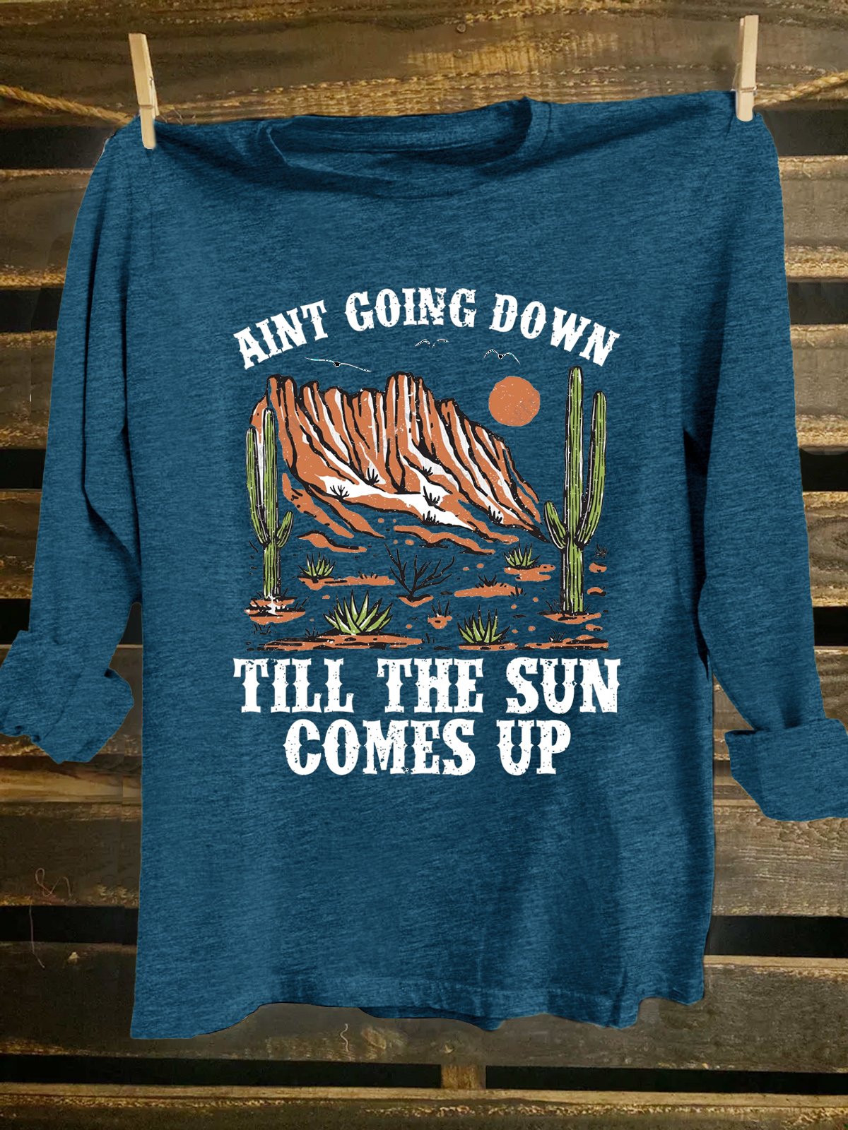 Cotton-Blend Cactus Western Style T-Shirt