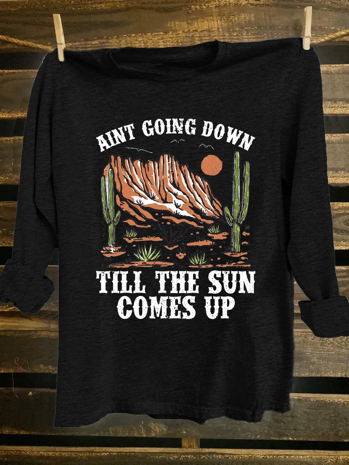 Cotton-Blend Cactus Western Style T-Shirt