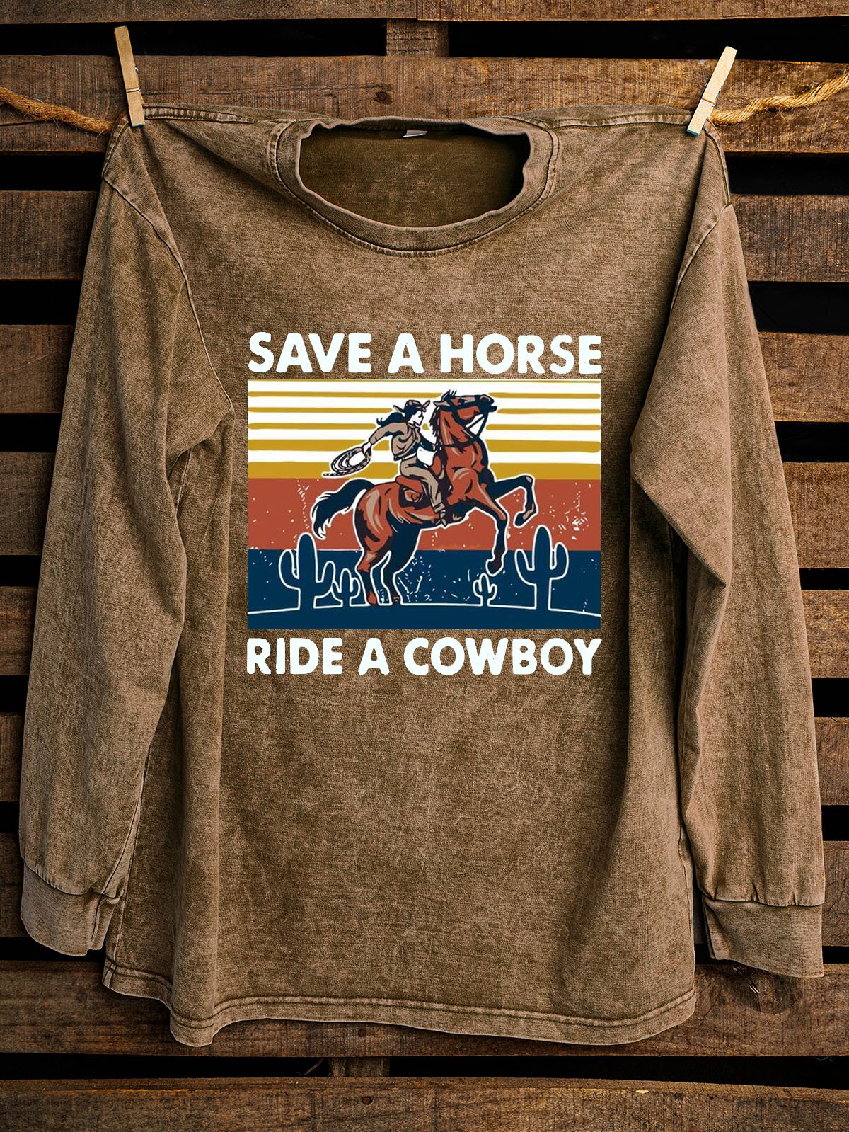 Text Letters Western Style Distressing Sweatshirt