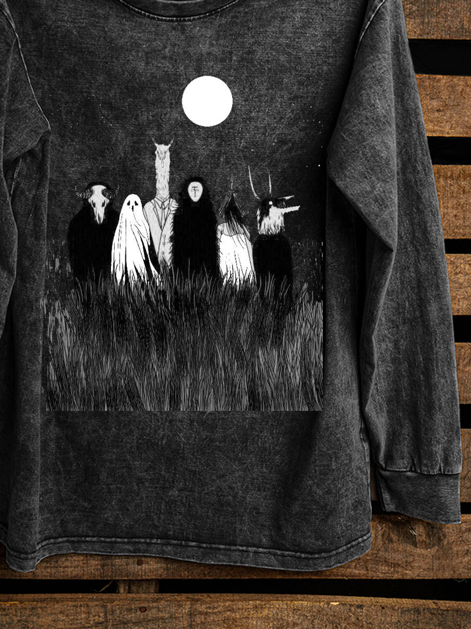 Distressing Crew Neck Western Style Sweatshirt