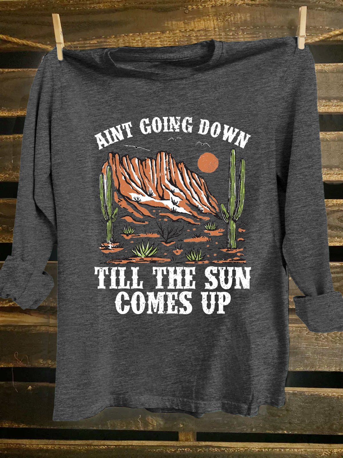 Cotton-Blend Cactus Western Style T-Shirt