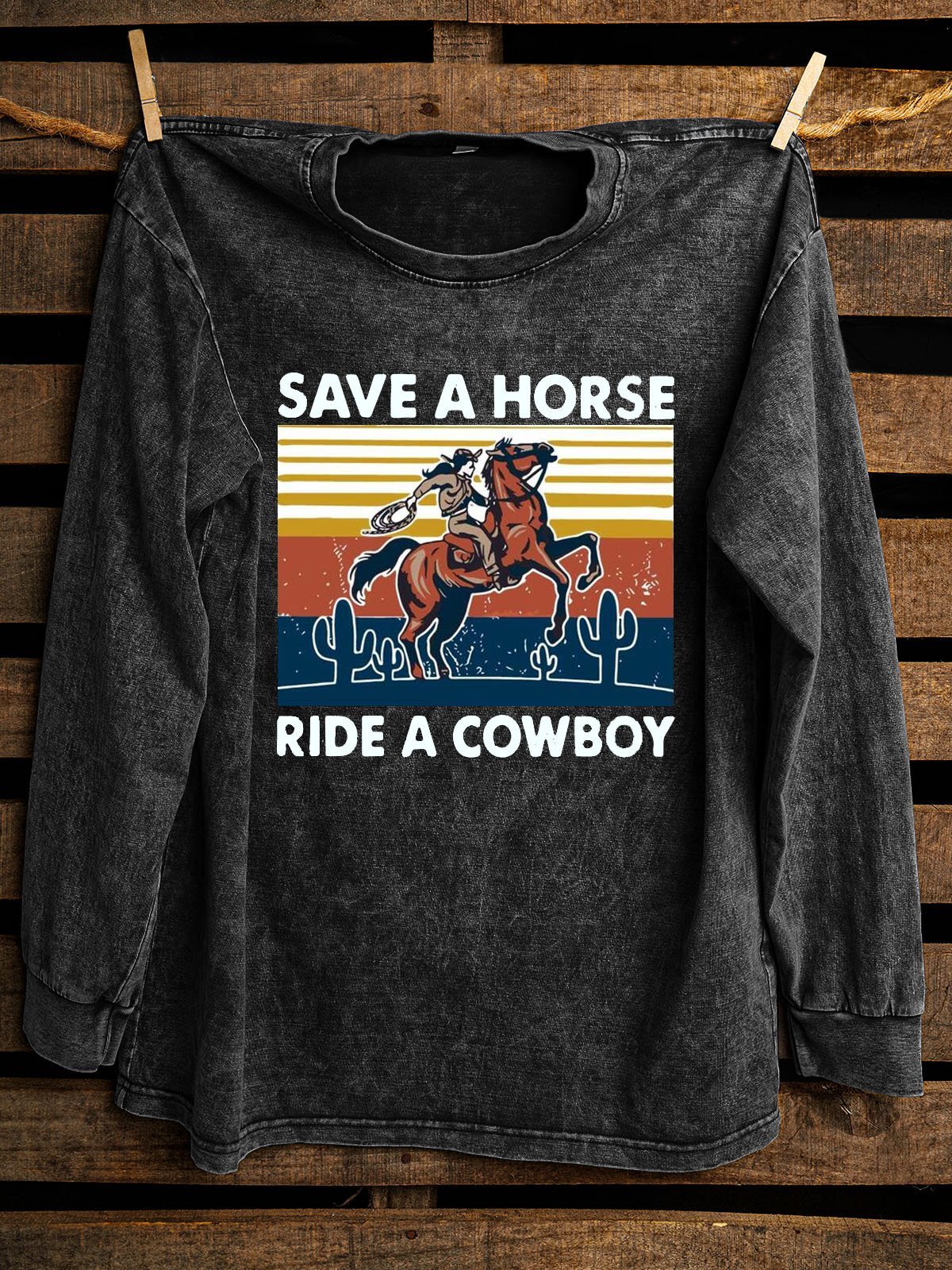 Text Letters Western Style Distressing Sweatshirt