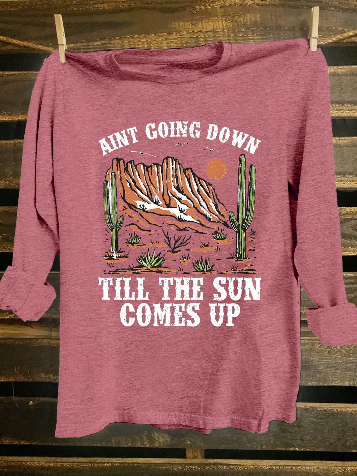 Cotton-Blend Cactus Western Style T-Shirt
