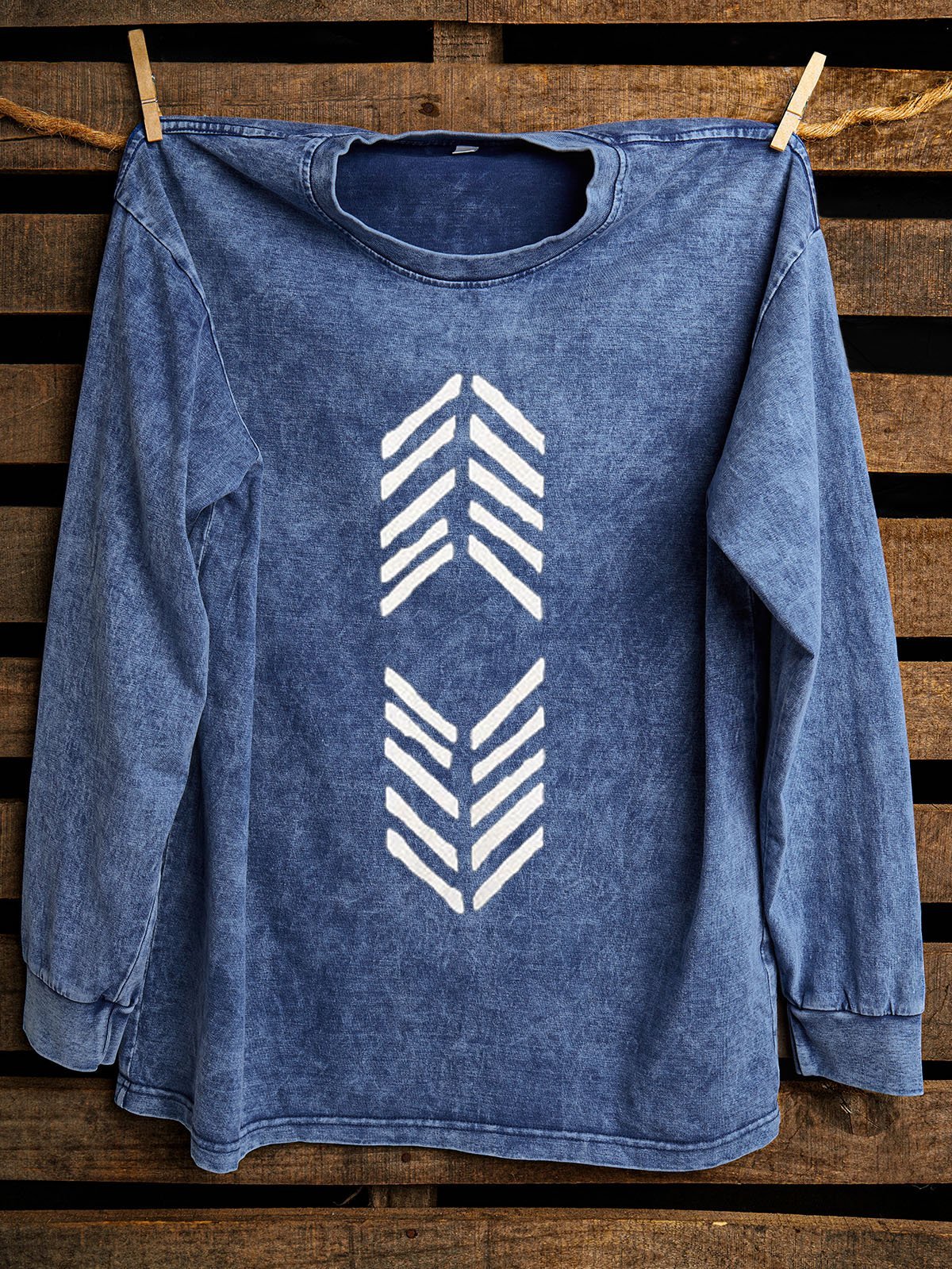 Western Style Ethnic Geometry Distressing Sweatshirt