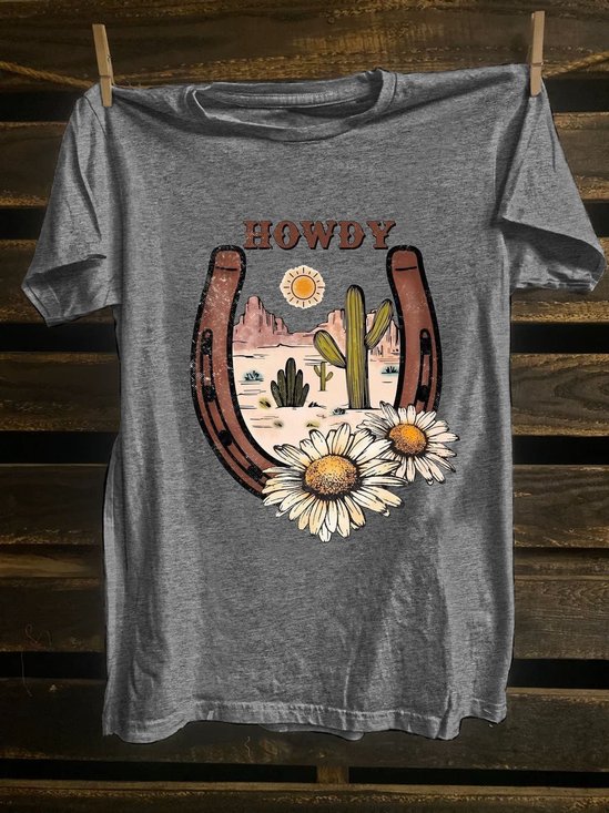 Western Style Cotton-Blend Sun T-Shirt
