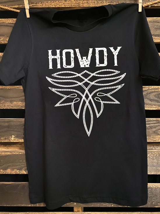 Western Style Western Boot stitch Stitching Howdy T-Shirt
