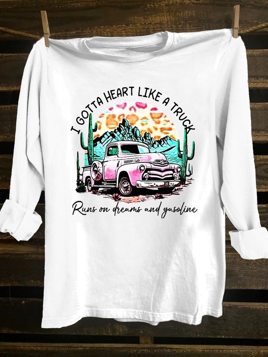 Scenery Loose Western Style Cotton-Blend T-Shirt