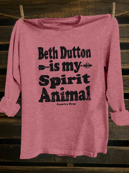 Letter Pattern Western Style Crew Neck Cotton-Blend T-Shirt