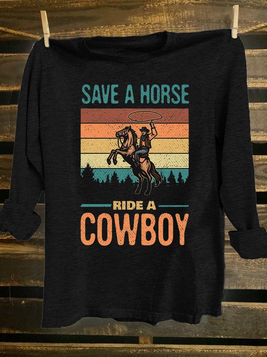 Western Style Save A Horse Ride A Cowboy Vintage Retro T-Shirt T-Shirt