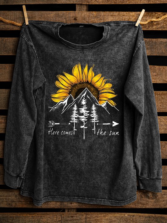 Distressing Loose Western Style Sweatshirt