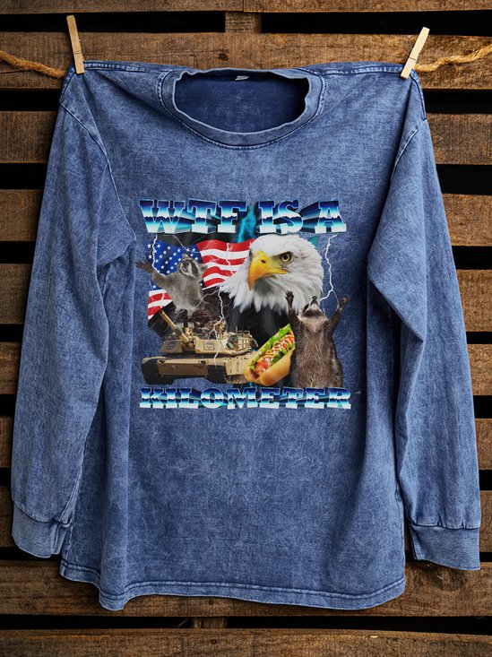 Western Style Cotton Text Letters Loose Sweatshirt