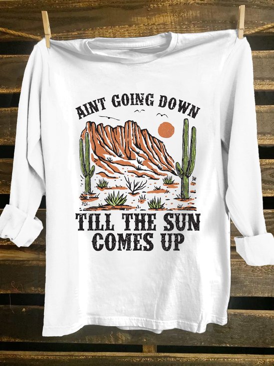 Cotton-Blend Cactus Western Style T-Shirt