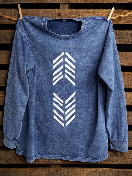Western Style Ethnic Geometry Distressing Sweatshirt
