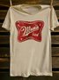 Cotton Western Style Loose Text Letters T-Shirt
