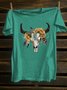 Cotton-Blend Crew Neck Western Style Cattle T-Shirt