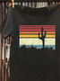 Western Style Loose Botanical Pattern T-Shirt
