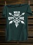 Cotton-Blend Crew Neck Western Style T-Shirt