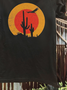 Crew Neck Western Style Plants Loose T-Shirt