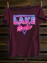 Loose Cotton-Blend Crew Neck Western Style T-Shirt