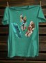 Crew Neck Cotton-Blend Loose Western Style T-Shirt