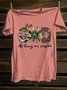 Text Letters Loose Western Style T-Shirt