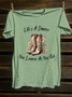 Western Style Floral Crew Neck T-Shirt