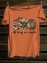 Text Letters Loose Western Style T-Shirt