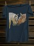 Horse Cotton-Blend Western Style Crew Neck T-Shirt