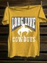 Crew Neck Western Style Long Live Cowboys T-Shirt