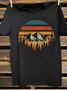 Crew Neck Western Style Cotton-Blend Scenery T-Shirt