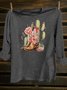 Cotton-Blend Loose Western Style Cactus T-Shirt